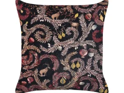 Almofada Com Padrao Botanico Em Veludo Preto E Rosa 45 X 45 Cm Ricinus