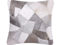 Almofada De Pele Cinzenta E Creme 45 X 45 Cm Neelor