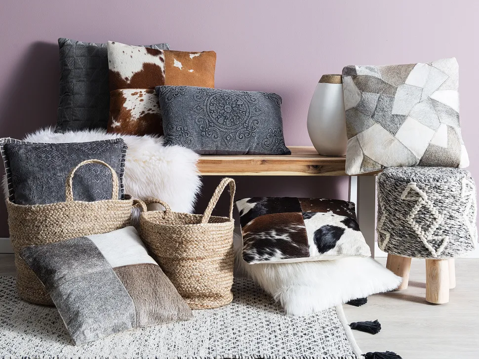 Almofada Decorativa Algodao E Viscose Cinzenta Com Relevo 45 X 45 Cm Melur