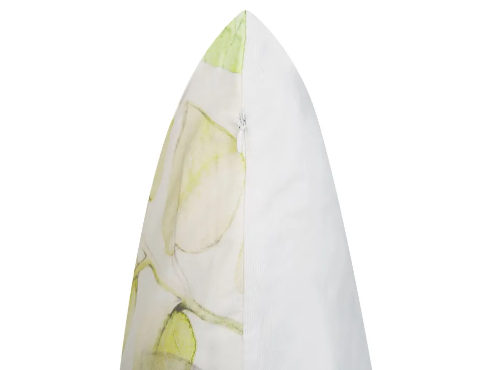 Almofada Decorativa Branca Com Folhas Verdes 45 X 45 Cm Peperomia