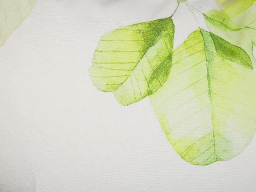 Almofada Decorativa Branca Com Folhas Verdes 45 X 45 Cm Peperomia