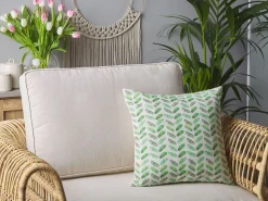 Almofada Decorativa Branca E Verde 45 X 45 Cm Prunus