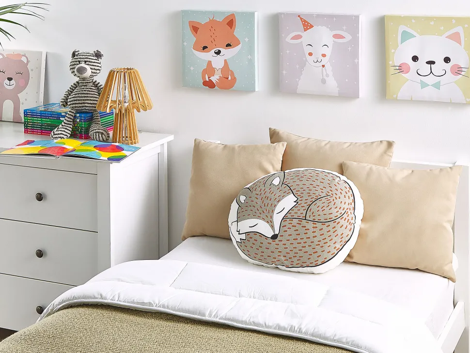 Almofada Decorativa Cinzenta Com Motivo De Raposa 50 X 40 Cm Dhanbad