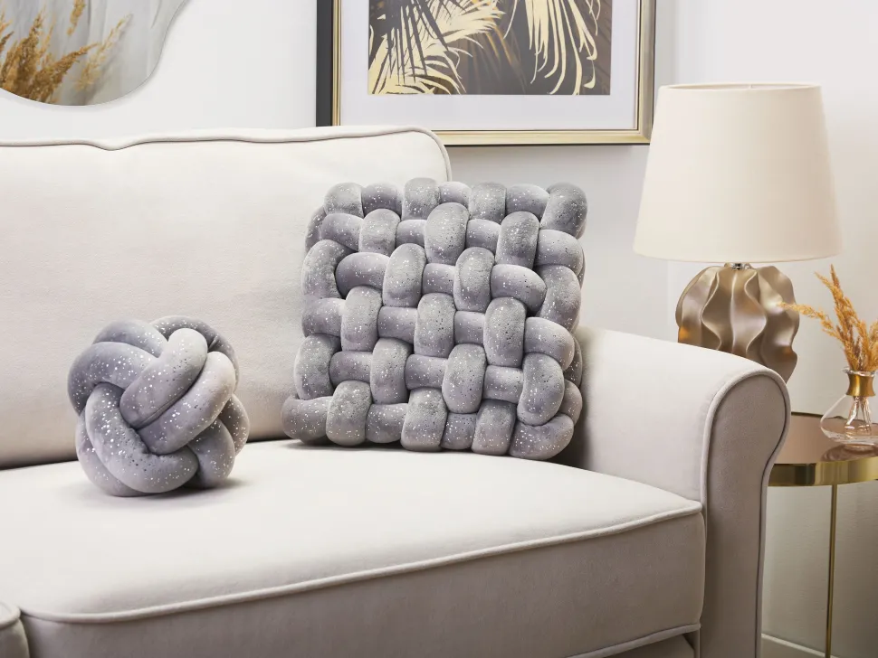 Almofada Decorativa Cinzento Blilhante Com Nos 30 X 30 Cm Sirali