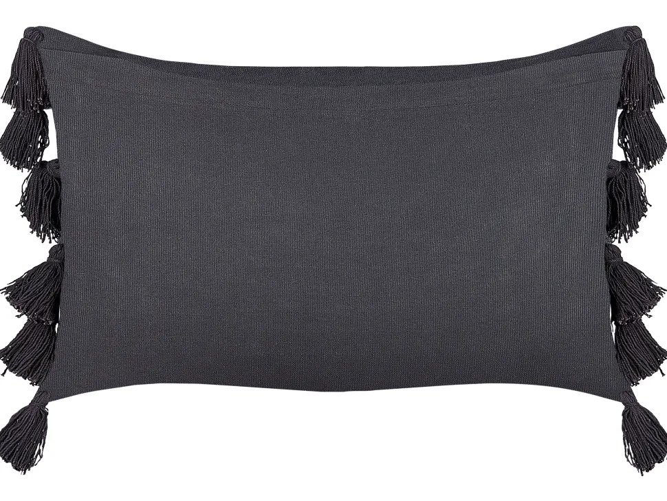 Almofada Decorativa Com Borlas Em Algodao Cinzento 35 X 55 Cm Lythrum