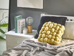 Almofada Decorativa Com Nos Amarela 30 X 30 Cm Sirali