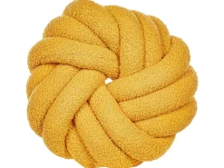 Almofada Decorativa Com No Em Tecido Boucle Amarelo 31 X 31 Cm Akola
