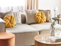 Almofada Decorativa Com No Em Tecido Boucle Amarelo 31 X 31 Cm Akola