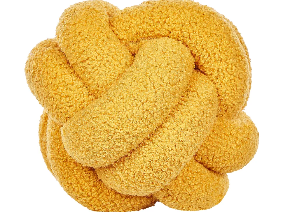 Almofada Decorativa Com No Em Tecido Boucle Amarelo 19 X 19 Cm Malni