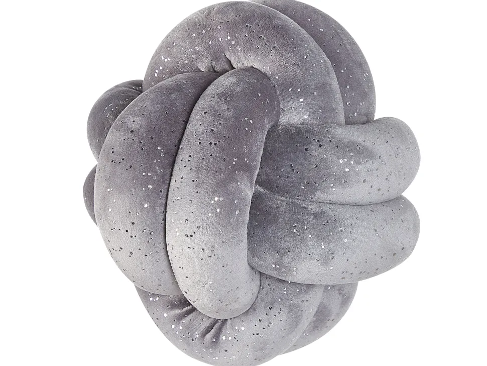 Almofada Decorativa Com No Em Veludo Cinzento Com Brilhantes 20 X 20 Cm Malni