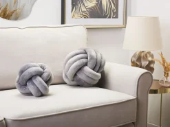 Almofada Decorativa Com No Em Veludo Cinzento Com Brilhantes 20 X 20 Cm Malni