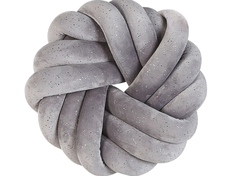 Almofada Decorativa Com No Em Veludo Cinzento Com Brilhantes 30 X 30 Cm Akola