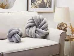 Almofada Decorativa Com No Em Veludo Cinzento Com Brilhantes 30 X 30 Cm Akola