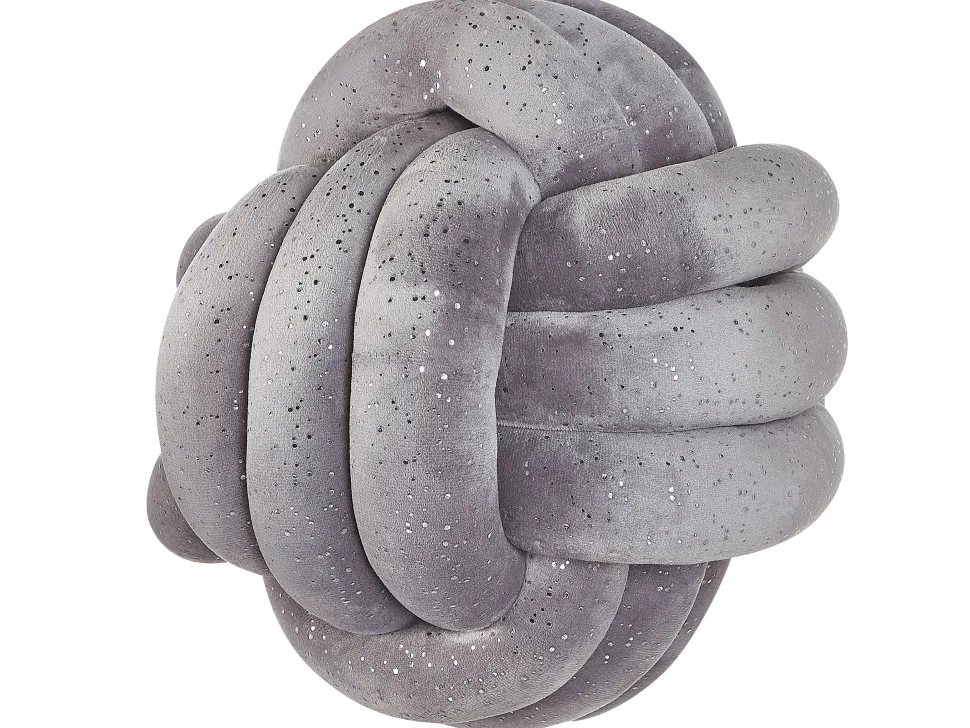 Almofada Decorativa Com No Em Veludo Cinzento Com Brilhantes 30 X 30 Cm Malni
