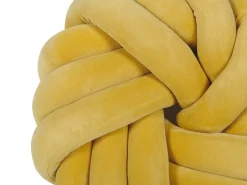 Almofada Decorativa Com No Em Veludo Amarelo 30 X 30 Cm Akola