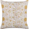 Almofada Decorativa Com Padrao Floral Em Algodao Branco E Amarelo 45 X 45 Cm Calathea