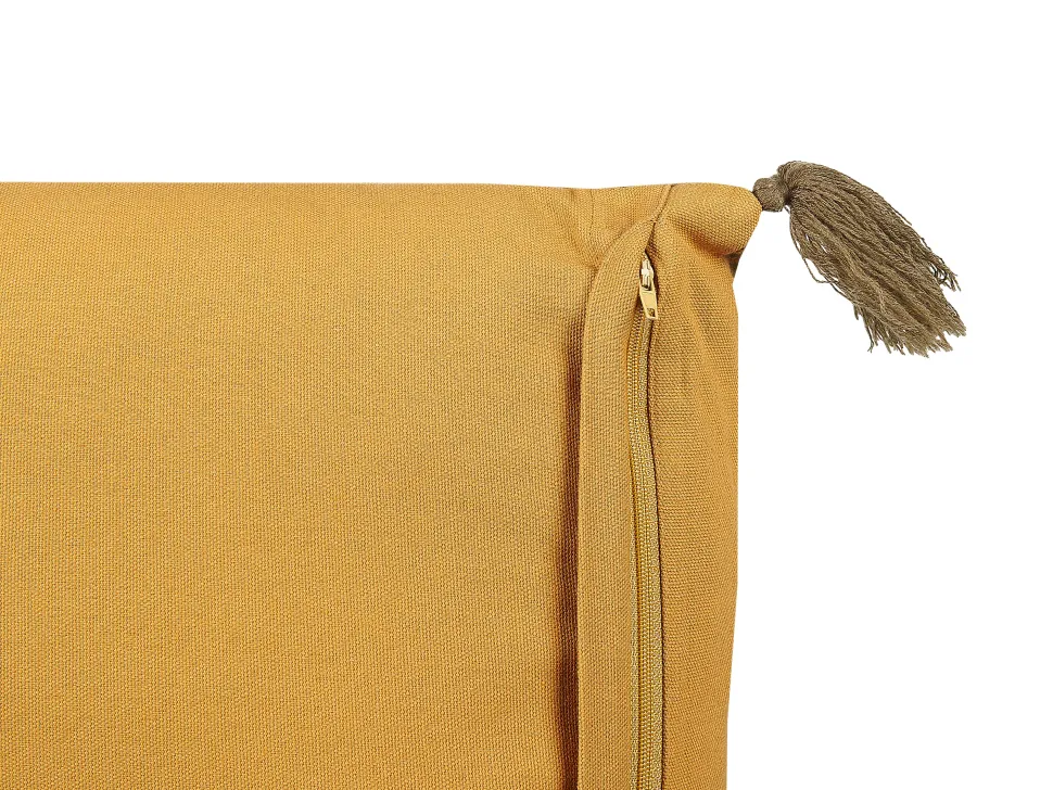 Almofada Decorativa Com Padrao Floral E Borlas Em Veludo Amarelo 45 X 45 Cm Rheum