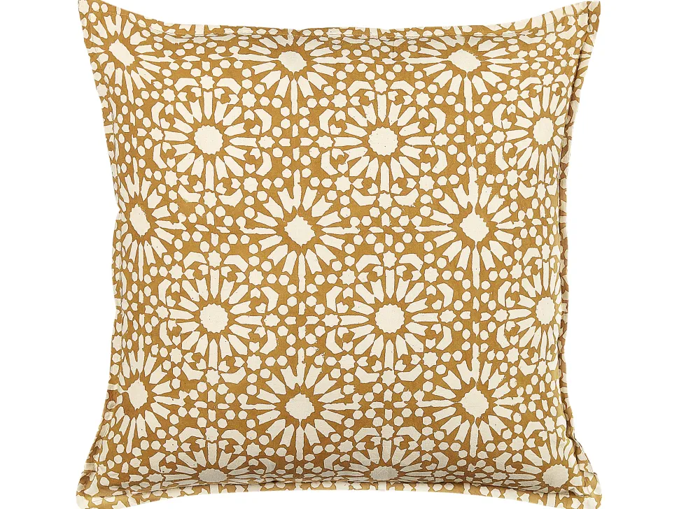 Almofada Decorativa Com Padrao Geometrico Em Algodao Creme 45 X 45 Cm Ceiba