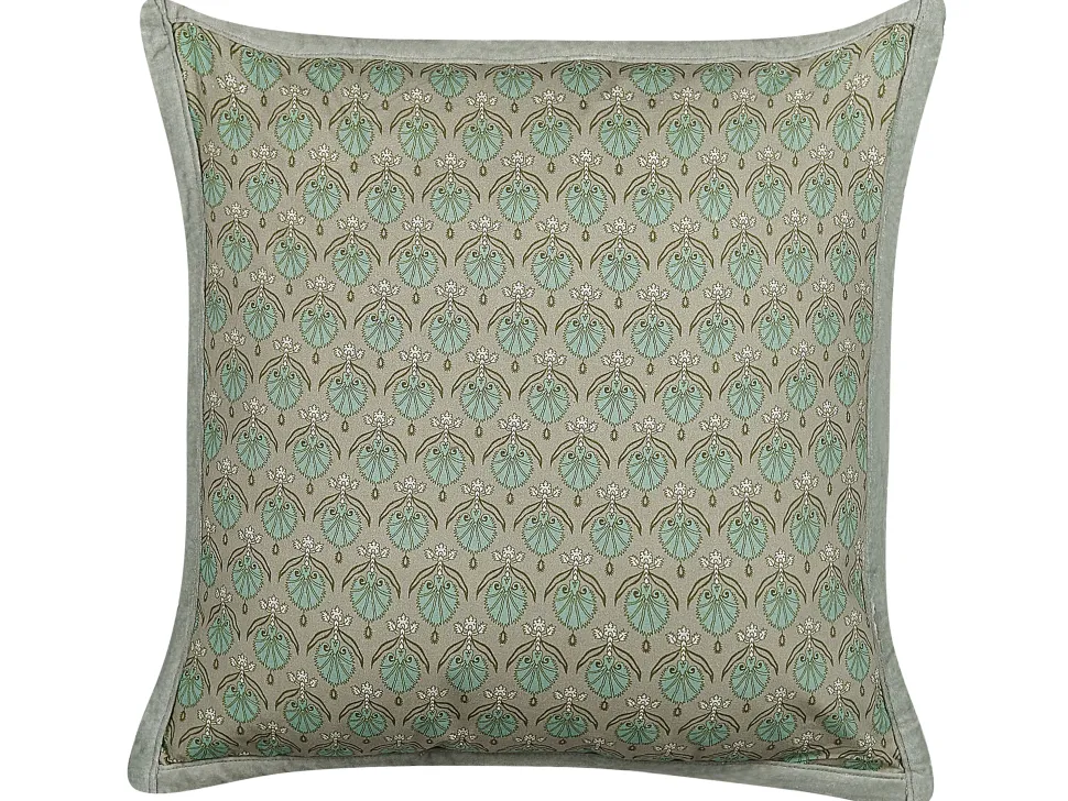 Almofada Decorativa Com Padrao De Folha Em Algodao Verde 45 X 45 Cm Pictus