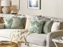 Almofada Decorativa Com Padrao De Folha Em Algodao Verde 45 X 45 Cm Pictus