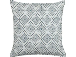 Almofada Decorativa Com Padrao Oriental Em Algodao Azul E Branco 45 X 45 Cm Cordata