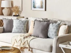 Almofada Decorativa Com Padrao Oriental Em Algodao Azul E Branco 45 X 45 Cm Cordata