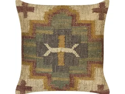 Almofada Decorativa Com Padrao Geometrico Em Juta Multicolor 45 X 45 Cm Pulicat