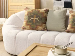 Almofada Decorativa Com Padrao Geometrico Em Juta Multicolor 45 X 45 Cm Pulicat