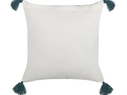 Almofada Decorativa Com Padrao Floral Em Algodao Branco E Azul 45 X 45 Cm Rumex