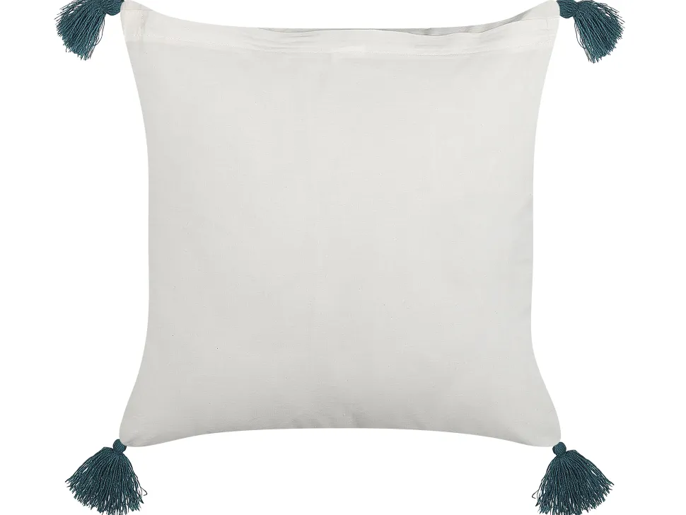 Almofada Decorativa Com Padrao Floral Em Algodao Branco E Azul 45 X 45 Cm Rumex