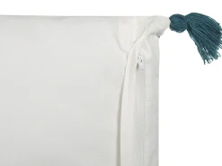 Almofada Decorativa Com Padrao Floral Em Algodao Branco E Azul 45 X 45 Cm Rumex