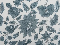 Almofada Decorativa Com Padrao Floral Em Algodao Branco E Azul 45 X 45 Cm Rumex