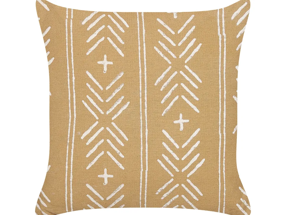 Almofada Decorativa Com Padrao Geometrico Em Algodao Creme E Branco 45 X 45 Cm Banyan