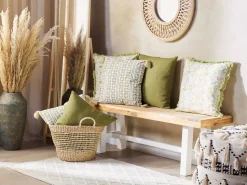 Almofada Decorativa Com Padrao Geometrico Em Algodao Verde E Branco 45 X 45 Cm Syringa