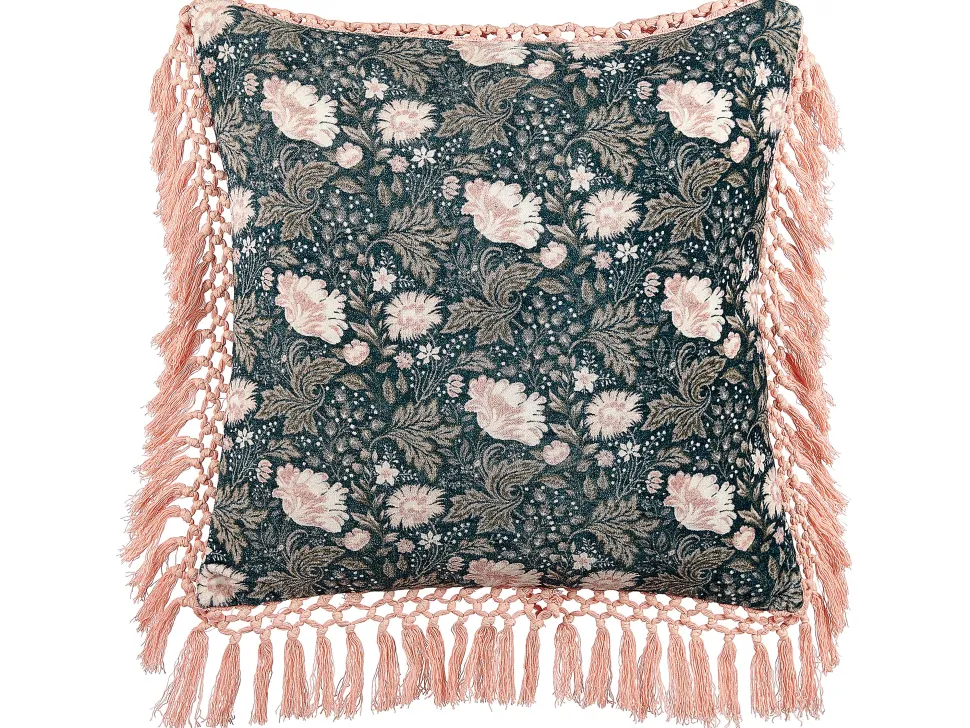 Almofada Decorativa Com Padrao De Flores Em Veludo Verde E Rosa 45 X 45 Cm Parrotia