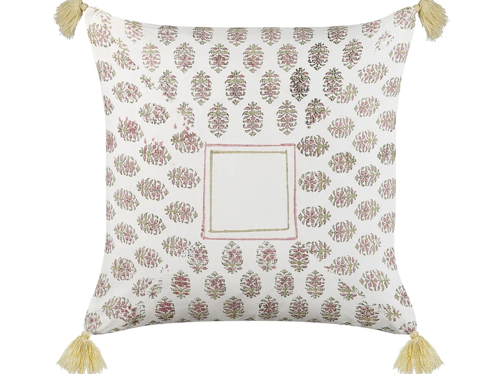 Almofada Decorativa Com Padrao Geometrico E Borlas Em Algodao Multicolor 45 X 45 Cm Setosa