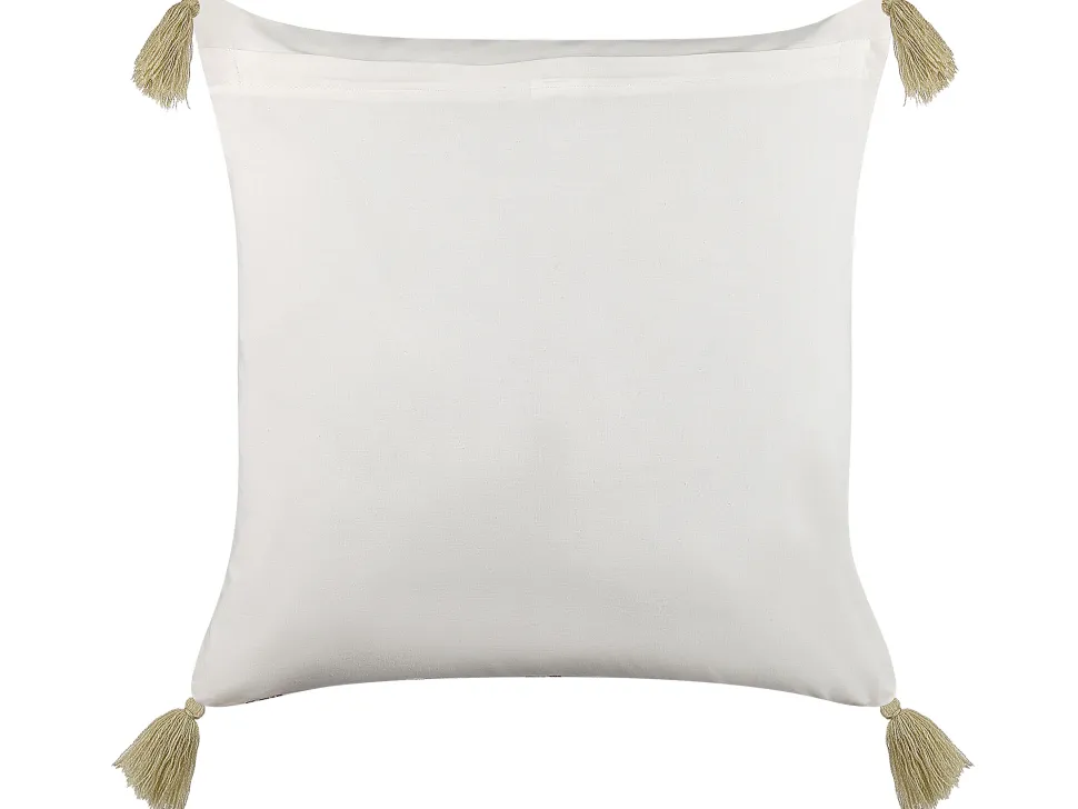 Almofada Decorativa Com Padrao Geometrico E Borlas Em Algodao Multicolor 45 X 45 Cm Setosa