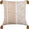 Almofada Decorativa Com Padrao Geometrico Em Algodao Castanho Claro E Branco 45 X 45 Cm Malus