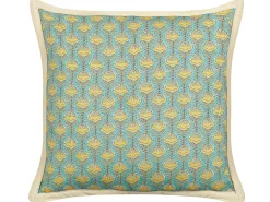 Almofada Decorativa Com Padrao De Flores Em Algodao Azul E Amarelo 45 X 45 Cm Wakegi