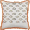 Almofada Decorativa Com Padrao Floral Em Algodao Branco E Laranja 45 X 45 Cm Sativus