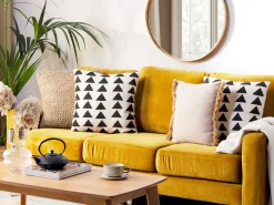 Almofada Decorativa Com Padrao De Triangulos Em Algodao Creme E Preto 45 X 45 Cm Cercis