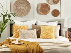 Almofada Decorativa Com Padrao Folhas Amarelo 45 X 45 Cm Ginnala