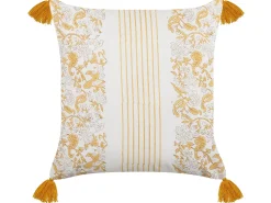 Almofada Decorativa Com Padrao De Flores Em Algodao Amarelo E Branco 45 X 45 Cm Biloba
