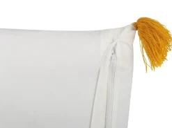 Almofada Decorativa Com Padrao De Flores Em Algodao Amarelo E Branco 45 X 45 Cm Biloba