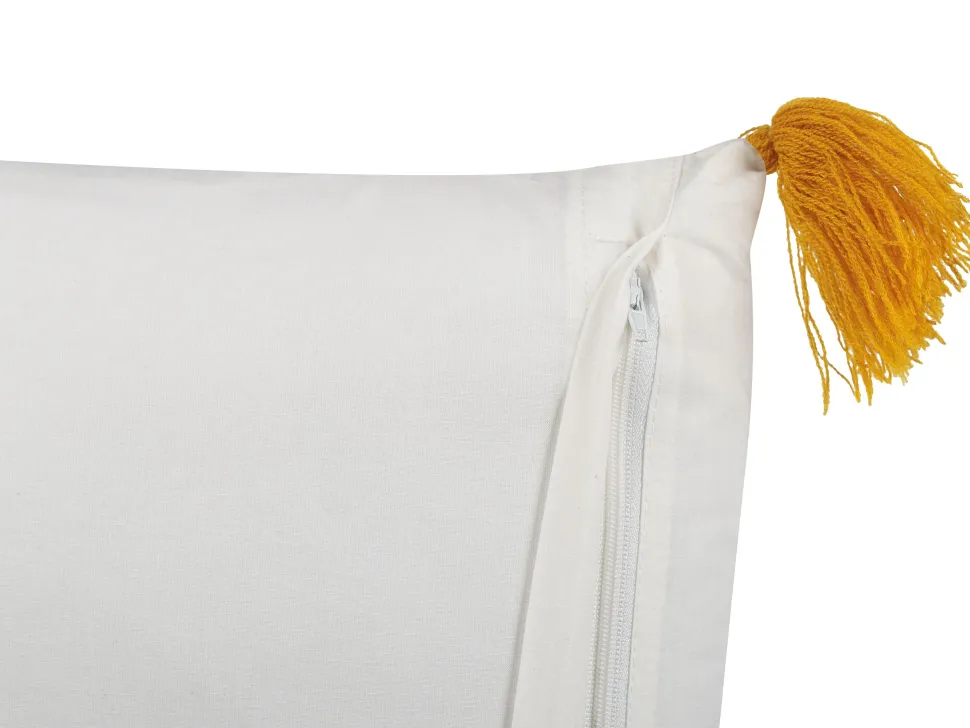 Almofada Decorativa Com Padrao De Flores Em Algodao Amarelo E Branco 45 X 45 Cm Biloba