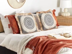 Almofada Decorativa Creme E Preta 45 X 45 Cm Geranium