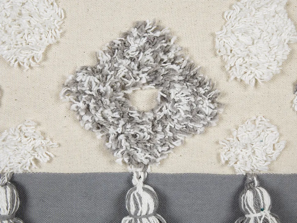 Almofada Decorativa De Algodao Tufada Em Algodao Creme E Cinzento 45 X 45 Cm Alocasia