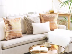 Almofada Decorativa De Algodao Com Padrao Geometrico Cobre 50 X 50 Cm Oujda