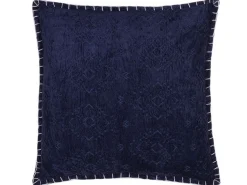 Almofada Decorativa Em Algodao E Viscose Azul Escura Com Relevo 45 X 45 Cm Melur