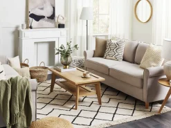 Almofada Decorativa Em Algodao Creme E Preto Com Padrao Geometrico 45 X 45 Cm Myrtus